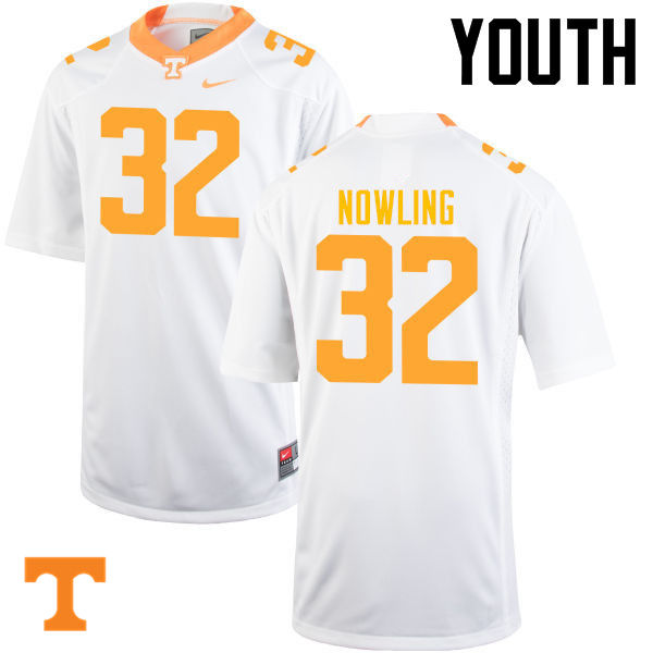 Youth #32 Billy Nowling Tennessee Volunteers College Football Jerseys-White